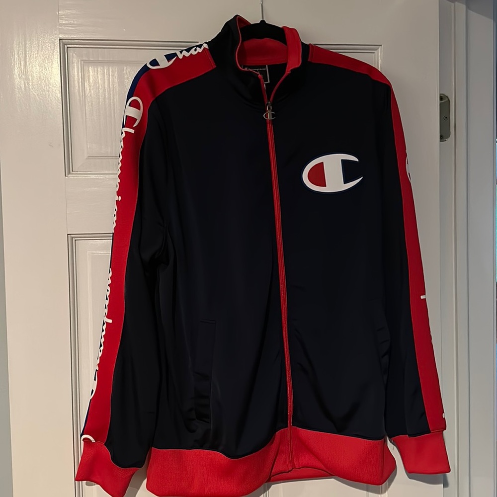 Big and tall champion scripted tricot track jacket